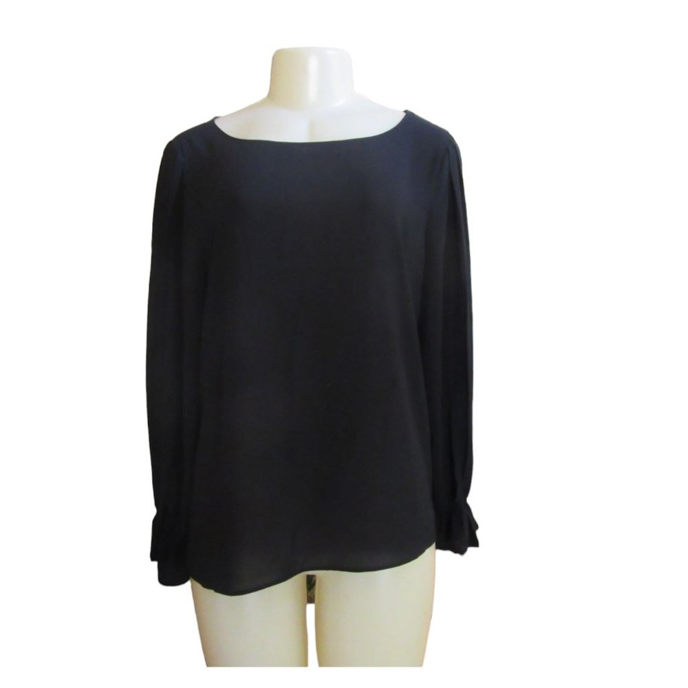 New w Tag, Catherine Malandrino Black Sheer Long Sleeve Pullover Blouse Size M